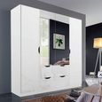 Arnstein Wardrobe - 181cm - 4 Door - Combi - Alpine White & White High Gloss