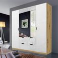 Arnstein Wardrobe - 181cm - 4 Door - Combi - Artisan Oak & White High Gloss