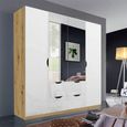 Arnstein Wardrobe - 181cm - 4 Door - Combi - Artisan Oak & White High Gloss