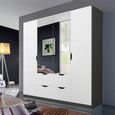 Arnstein Wardrobe - 181cm - 4 Door - Combi - Metallic Dark Grey & Alpine White