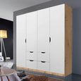Arnstein Wardrobe - 181cm - 4 Door - 4 Drawer - Artisan Oak & Alpine White
