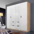 Arnstein Wardrobe - 181cm - 4 Door - 4 Drawer - Sonoma Oak & White High Gloss