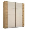 Artemis Sliding Wardrobe - 181cm - 2 Door - Artisan Oak & Champagne Glass