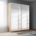 Beluga Extra Sliding Wardrobe - 137cm - 2 Door - Mirrored - Artisan Oak