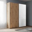 Beluga Extra Sliding Wardrobe - 137cm - 2 Door - Artisan Oak & White Glass Front