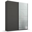 Beluga Extra Sliding Wardrobe - 137cm - 2 Door - Graphite & Silk Grey Glass Front