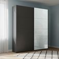 Beluga Extra Sliding Wardrobe - 137cm - 2 Door - Graphite & Silk Grey Glass Front