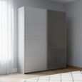 Beluga Extra Sliding Wardrobe - 137cm - 2 Door - Silk Grey & Basalt Glass Front