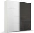 Beluga Extra Sliding Wardrobe - 181cm - 2 Door - Alpine White & Basalt Glass Front
