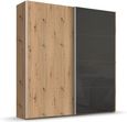 Beluga Extra Sliding Wardrobe - 181cm - 2 Door - Artisan Oak & Basalt Glass Front