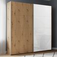 Beluga Extra Sliding Wardrobe - 181cm - 2 Door - Artisan Oak & White Glass Front