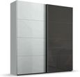 Beluga Extra Sliding Wardrobe - 181cm - 2 Door - Silk Grey & Basalt Glass Front