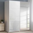 Beluga Extra Sliding Wardrobe - 181cm - 2 Door - Mirror - Alpine White & White Glass