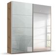 Beluga Extra Sliding Wardrobe - 181cm - 2 Door - Mirror - Artisan Oak & Silk Grey Glass