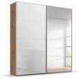 Beluga Extra Sliding Wardrobe - 181cm - 2 Door - Mirror - Artisan Oak & White Glass