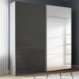Beluga Extra Sliding Wardrobe - 181cm - 2 Door - Mirror - Silk Grey & Basalt Glass