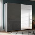 Beluga Extra Sliding Wardrobe - 226cm - 2 Door - Mirror - Silk Grey & Basalt Glass