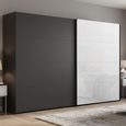 Beluga Extra Sliding Wardrobe - 271cm - 2 Door - Graphite & White Glass Front