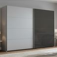 Beluga Extra Sliding Wardrobe - 271cm - 2 Door - Silk Grey & Basalt Glass Front