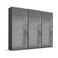 Beluga Extra Sliding Wardrobe - 271cm - 3 Door - Grey Mirrored - Graphite