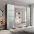 Beluga Extra Sliding Wardrobe - 271cm - 4 Door - Mirror - Graphite & Silk Grey Glass