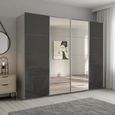 Beluga Extra Sliding Wardrobe - 271cm - 4 Door - Mirror - Silk Grey & Basalt Glass