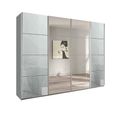 Beluga Extra Sliding Wardrobe - 271cm - 4 Door - Mirror - Silk Grey & Silk Grey Glass