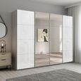 Beluga Extra Sliding Wardrobe - 271cm - 4 Door - Mirror - Silk Grey & White Glass
