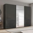 Beluga Extra Sliding Wardrobe - 316cm - 3 Door - Mirror - Graphite & Basalt Glass