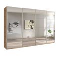 Beluga Extra Sliding Wardrobe - 361cm - 4 Door - Mirrored - Artisan Oak