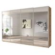Beluga Extra Sliding Wardrobe - 361cm - 4 Door - Mirrored - Artisan Oak