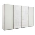 Beluga Extra Sliding Wardrobe - 361cm - 4 Door - Alpine White & White Glass Front