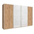 Beluga Extra Sliding Wardrobe - 361cm - 4 Door - Artisan Oak & White Glass Front