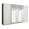 Beluga Extra Sliding Wardrobe - 361cm - 4 Door - Mirror - Graphite & White High Gloss