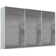 Beluga Extra Sliding Wardrobe - 406cm - 3 Door - Grey Mirrored - Silk Grey