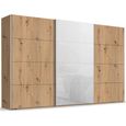 Beluga Extra Sliding Wardrobe - 406cm - 3 Door - Artisan Oak & White Glass Front