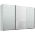 Beluga Extra Sliding Wardrobe - 406cm - 3 Door - Silk Grey & White Glass Front