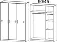 Celle Wardrobe - 136cm - 3 Door - Black & Oak