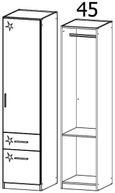 Celle Wardrobe - 47cm - Sonoma Oak & White Gloss with Drawers - RH Door