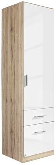 Celle Wardrobe - 47cm - Sonoma Oak & White Gloss with Drawers - RH Door