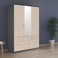 Celle Wardrobe - 136cm - 3 Door - Combi - Metallic Dark Grey & Champagne