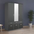 Celle Wardrobe - 136cm - 3 Door - Combi - Metallic Dark Grey