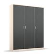 Celle Wardrobe - 136cm - 3 Door - Champagne & Metallic Dark Grey