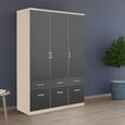 Celle Wardrobe - 136cm - 3 Door - 6 Drawer - Champagne & Metallic Dark Grey