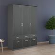 Celle Wardrobe - 136cm - 3 Door - 6 Drawer - Metallic Dark Grey