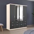 Celle Wardrobe - 181cm - 4 Door - Combi - Champagne & Metallic Dark Grey