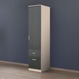 Celle Wardrobe - 47cm - 1 Door - 2 Drawer - Champagne & Metallic Dark Grey - RH