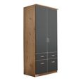Celle Wardrobe - 91cm - 2 Door - Artisan Oak & Metallic Dark Grey - 4 Drawer