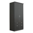 Celle Wardrobe - 91cm - 2 Door - Metallic Dark Grey - 4 Drawer