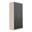 Celle Wardrobe - 91cm - 2 Door - Champagne & Metallic Dark Grey - 4 Drawer & Extras